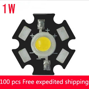 1 W Висока мощност Тайван Epistar Chip led лампи Лампи Мъниста 110lm-120lm, Чист, Студен бял, Топъл бял, с теплоотводом/100 бр.