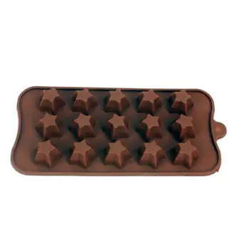1БР Силиконови форми за Кубчета Лед 15 решетки САМ шоколадовата звезда формата на силиконови форми