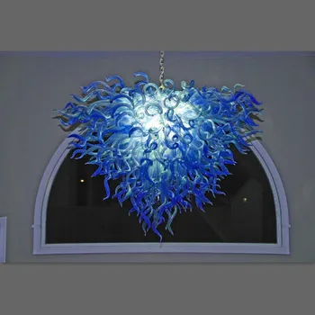 2017 нов дизайн конус кристален стъклен полилей сини led осветление полилеи