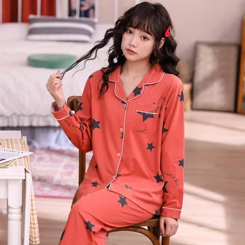 2021 есен и зима нов стил пижами дамски пролетни и есенни цветни млечен копринен пуловер сладки панталони с дълги ръкави домашни