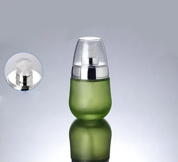 30 мл зелена стъклена бутилка за лосион със сребърен капак, стъклена бутилка с морозильным налягане, стъклена стъклена бутилка за козметични контейнер с обем 30 мл