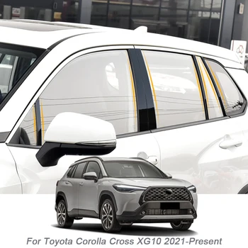 6 БР. Стикер Върху Централната Багажник Прозореца на Колата, Панел Против Надраскване, Филм За Toyota Corolla Cross XG10 2021-2024, Авто Външни Аксесоари