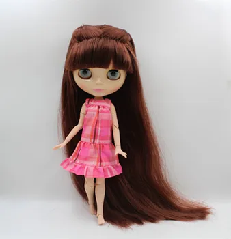 Blygirl Blyth кукла Кафяво-червена бретон права коса дълга версия голи кукли 30 см многосуставное тялото на САМ кукла може да промени грим