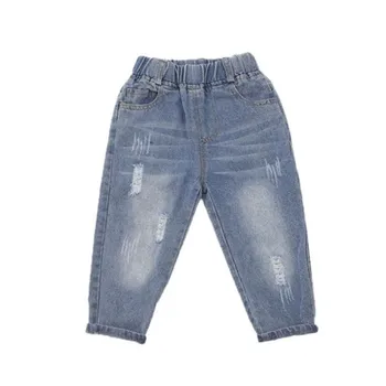 DFXD/2020 Пролетно-есенни дънкови Панталони за малки момчета и Момичета, Модни скъсани дънкови Панталони с еластичен ластик на талията, памучни дънкови Панталони-молив, от 2 до 7 години