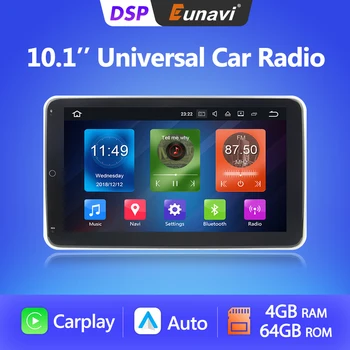 Eunavi 10,1 инча 2din Android 10 Авто Радио, Мултимедиен Плейър За Универсална Авто Стерео Аудио Carplay GPS 2Din Авторадио
