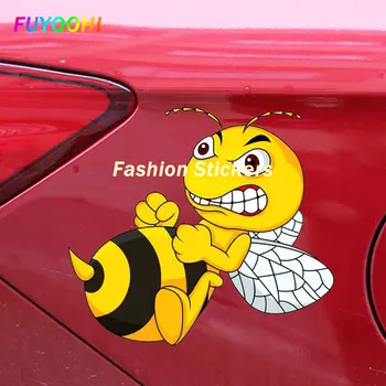 FUYOOHI Модни Стикер Творчество Сърдита Пчела Моделиране на Личността Автомобилни Стикери от PVC Auto Прозорец Броня Водоустойчиви Етикети Декор