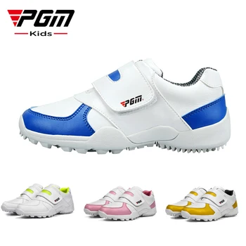 PGM/Детски Обувки за голф, за момичета и Момчета, Водоустойчива устойчива на плъзгане Кожена Градинска Дишаща Детски Спортни обувки, Спортни обувки XZ054 30-36 Ярда