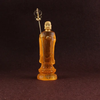Високо симулационно кристал, ръчно изработени, позлатените стои тибетски крал, Бодхисатва, малкият Буда Бодхисатва Наньву, може да се съхранява
