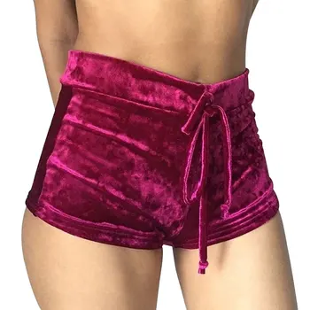Гореща Разпродажба, 6 Цвята, Стилни вечерни дамски кадифени шорти на съвсем малък, ежедневни панталони с висока талия, есен-зима 2018, секси елегантни и стегнати шорти