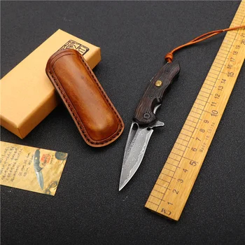 Дамасская стомана сгъваем нож vg10 стомана жило изкован Мини остри тактически ловен нож къмпинг джобен EDC открит инструмент за подарък