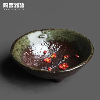 Дърва следи от пожар черешката релеф на розови цветя малка купа чаена чаша ръчно изработени ретро керамика самоличността на Китайската малка винена чаша