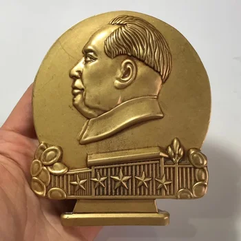 Китай великия председател Мао Цзедун запомнящо се икона на новоизбрания председател мао месингови декорации древна бронзов медал бронзова статуя