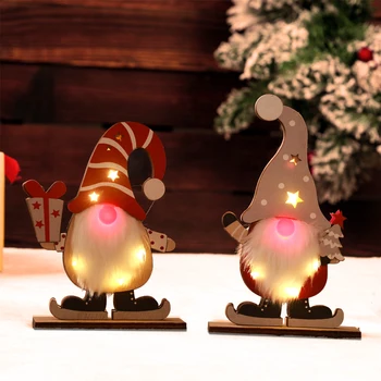 Коледни Светещи Декорации Дядо Коледа LED Карикатура Старецът Настолно украшение Фестивал Празнични Аксесоари