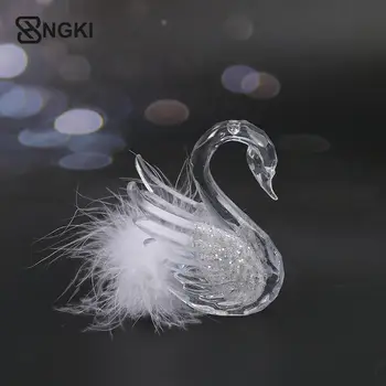 Лебедово Перо Crystal Swan Честит Рожден Ден Торта Topper Короната Лебед 