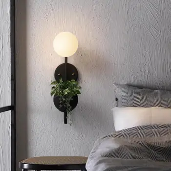 модерен Огледален Лампа В Скандинавски Стил, Декорация на хола, монтиран на стената Лампа, кабинет, спалня, топла нощно шкафче, тестени изделия, Цветно растение, монтиран на стената лампа