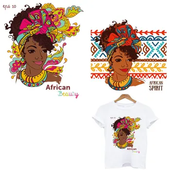 Нов Африкански Дух Черна Момиче Термонаклейки Теплопередача Апликация на Тениска Сам Ютия на Красотата Ленти за Дамски Дрехи