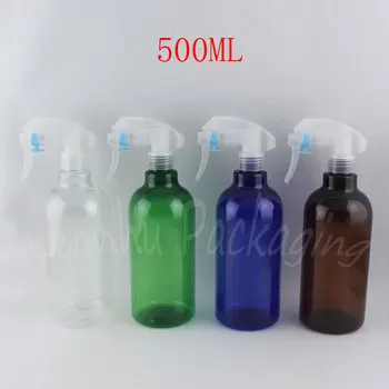Пластмасова бутилка с обем от 500 мл с распылительным помпа, 500 cc тонер / вода за грим, празен козметични контейнер (12 бр./лот)