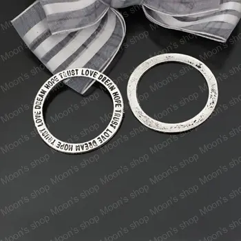 Продажба на едро, 35 мм, Античен Сребърен Пръстен с Голяма буква, Алуминиеви Плоски Висулки, Медальони, Аксесоари за diy, 20 броя (JM2094)