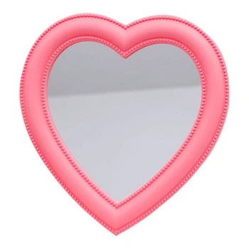 Розовото Огледало За Влюбени Десктоп Огледало За Суета Стенно Огледало За Грим с Двойно Предназначение, Монтиране на Украса За Стаята на Момичето, В Огледалото с форма на Сърце