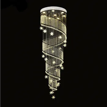 Спирала Модерна Кристален Полилей Луксозен Лестничный Лампа За Дневна LED Lustres De Cristal