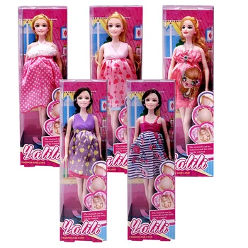 Търговия на едро с Аксесоари за кукли= 1 Бременна Мама кукла + 1 кукла + 1 рокля и 1 обувки за Барби, Бебешки Играчки, Подарък за Рожден Ден
