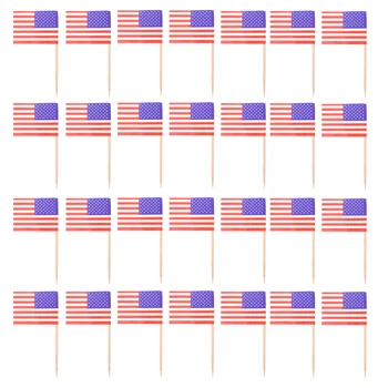 Флаг Американски Cupcakeflags Избира клечка за Зъби Декор клечки за Зъби July4Th Stick САЩ Украса Коктейл Топперы Miniusa Рожден Ден