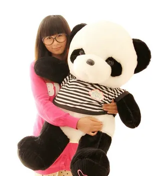 чудесна средната плюшен панда плюшен панда с шарени дрехи, подарък за рожден ден, около 75 см