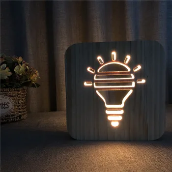 Led Лампа С Дървени Светлина, крушка на Едисон, Форма, Лампа Настроението С USB-Горивото, 3D Luminaria, Детска Лампа, Подаръци За Рожден Ден, За Украса на Детска Спалня