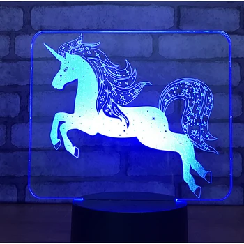 MYDKDJL 3D Led нощна светлина за Джогинг Еднорог с 7 Цветя, Лампа за Декорация на Дома Конче Лампа Страхотен Подарък