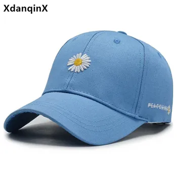 XdanqinX Женска шапка, памучен бейзболна шапка, модерни спортни шапки за жени, бейзболна шапка, регулируем моющаяся шапка с бродерия