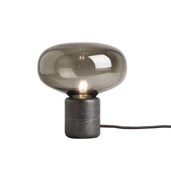 нощна лампа мраморна настолна лампа дымчатое стъклена основа E27, лампа за спални домашно деко осветление, настолни лампи в скандинавски стил, украса на стаята