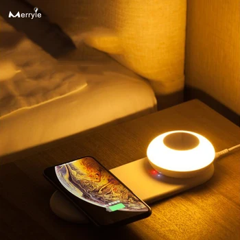 Смартфон Безжична Бързо Зареждане на Основния Кабел LED Магнитна Прехвърляне на Нощните Светлини на Сетивните Бесступенчатое Потъмняване на Нощна Лампа За Спални